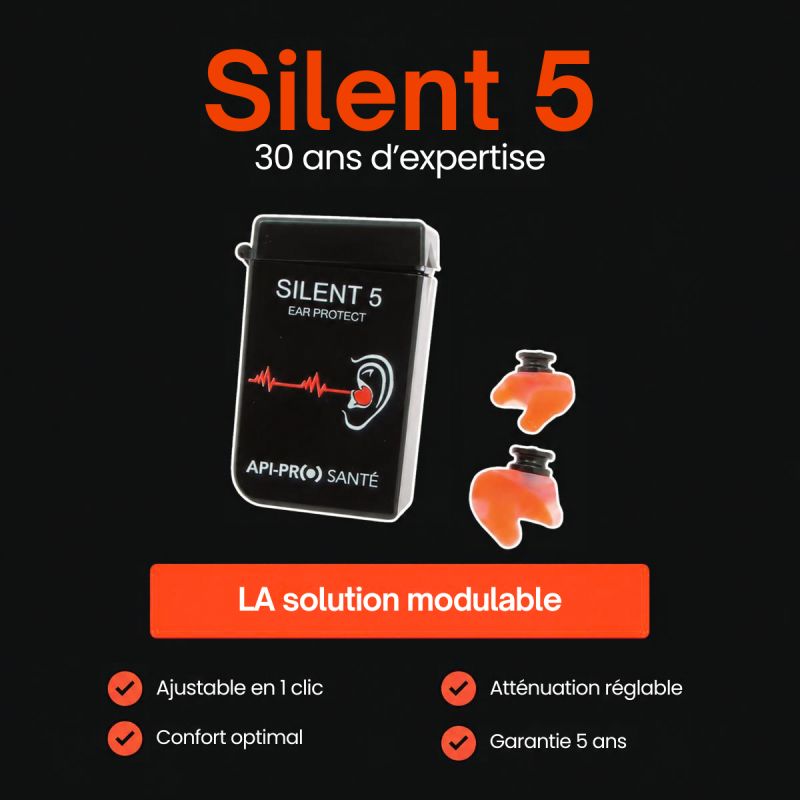 SILENT 5 : protection auditive sur-mesure à atténuation réglable en un clic – API PRO SANTE