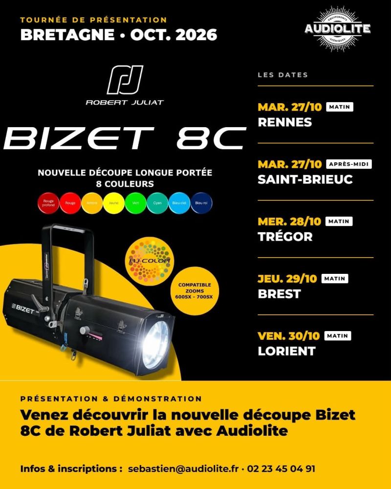 Bizet 8C : découpe et Fresnel LED 8 couleurs en avant-première – ROBERT JULIAT